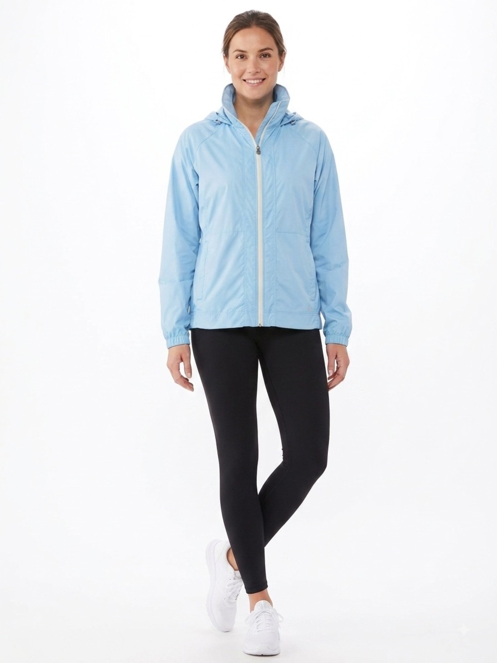 Columbia Women’s XL Turquoise Blue Hooded Lightweight Windbreaker Jacket